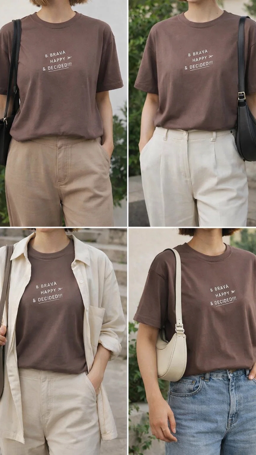 Camiseta marrón con estampado