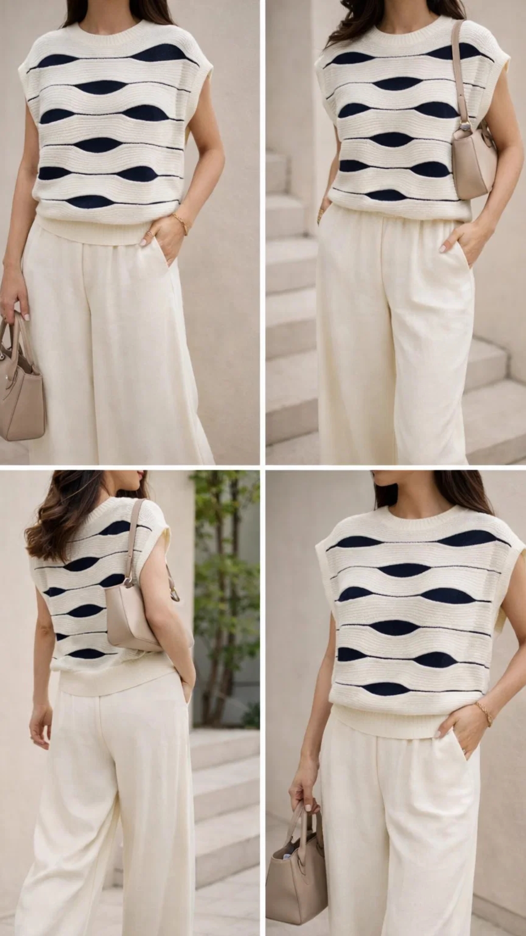 Conjunto de blusa y pantalón blanco