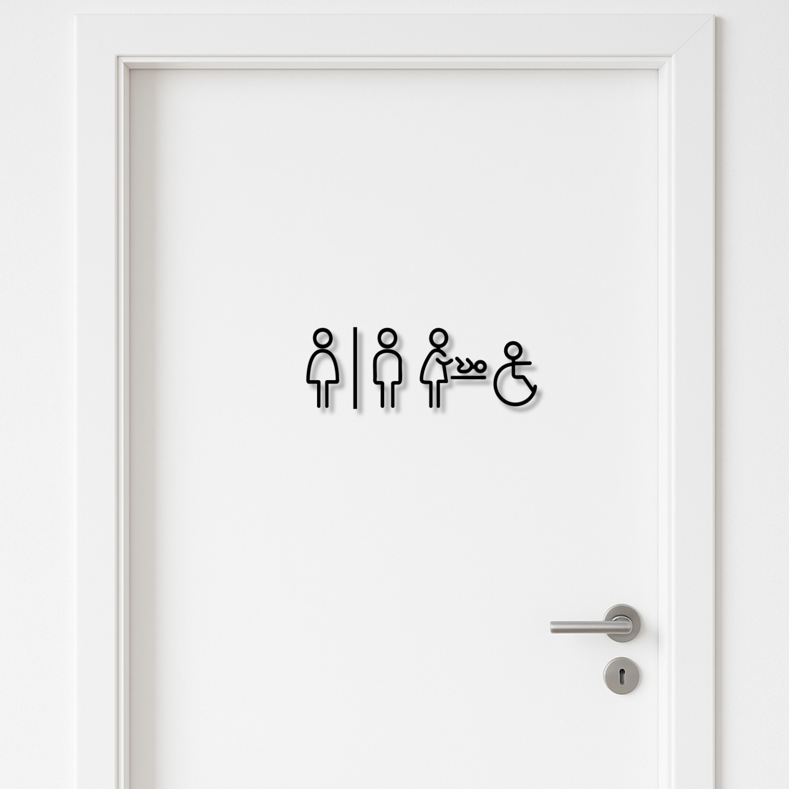 Männlich, Weiblich, Baby-Wechsel & sperriges WC Badezimmer Schild -  aus 3 mm Acryl, selbstklebend