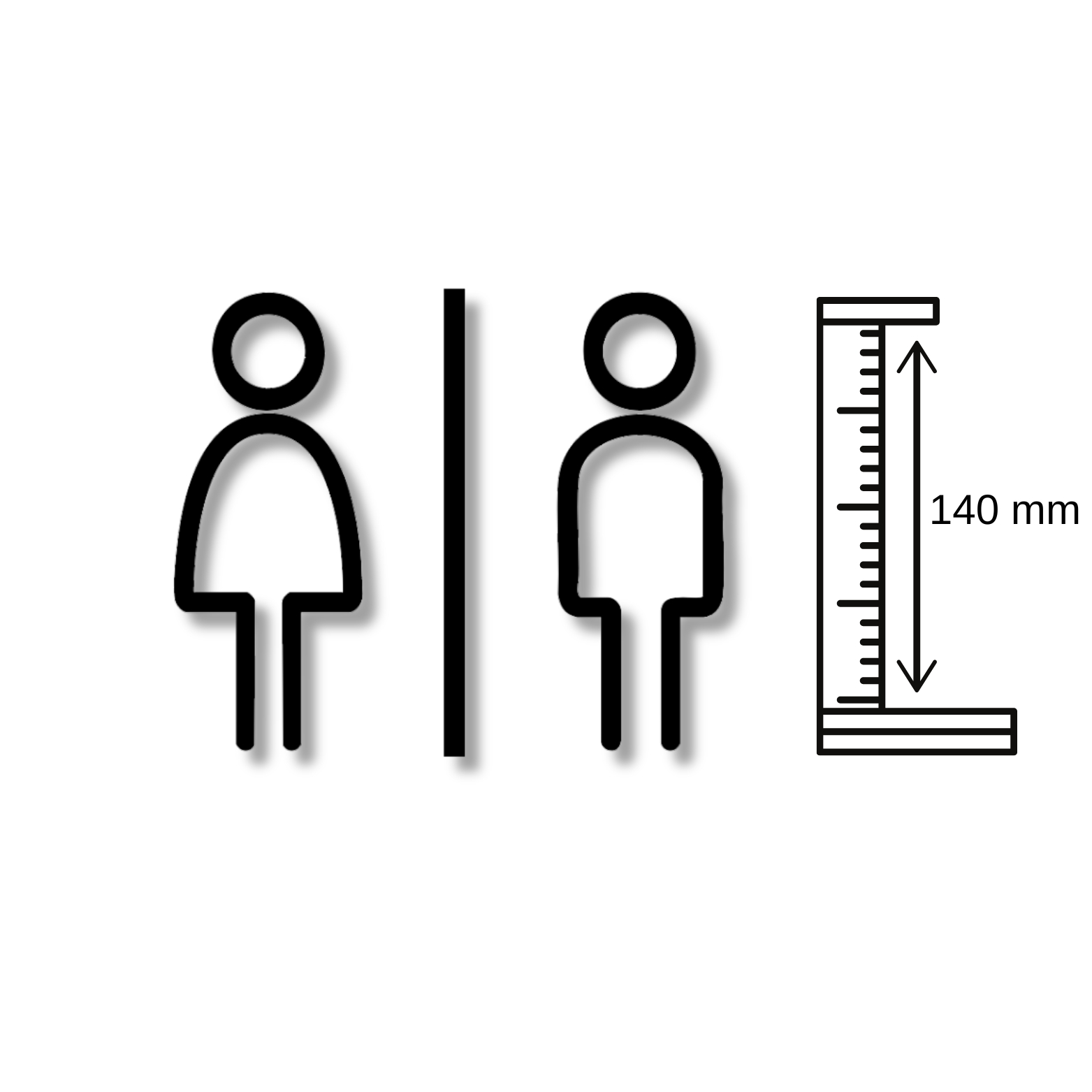 Männlich & Weiblich Badezimmer Schild -  aus 3 mm Acryl, selbstklebend