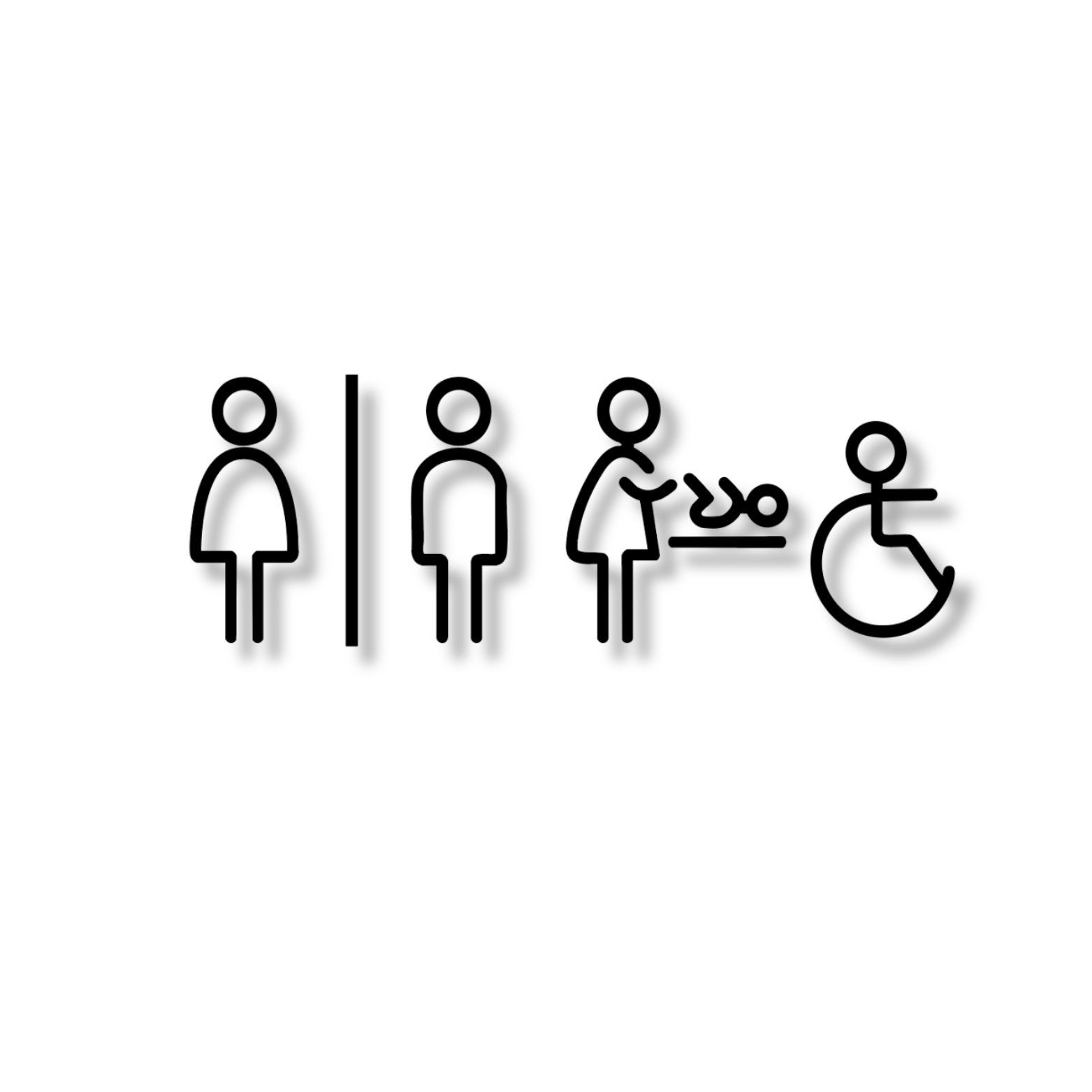 Männlich, Weiblich, Baby-Wechsel & sperriges WC Badezimmer Schild -  aus 3 mm Acryl, selbstklebend