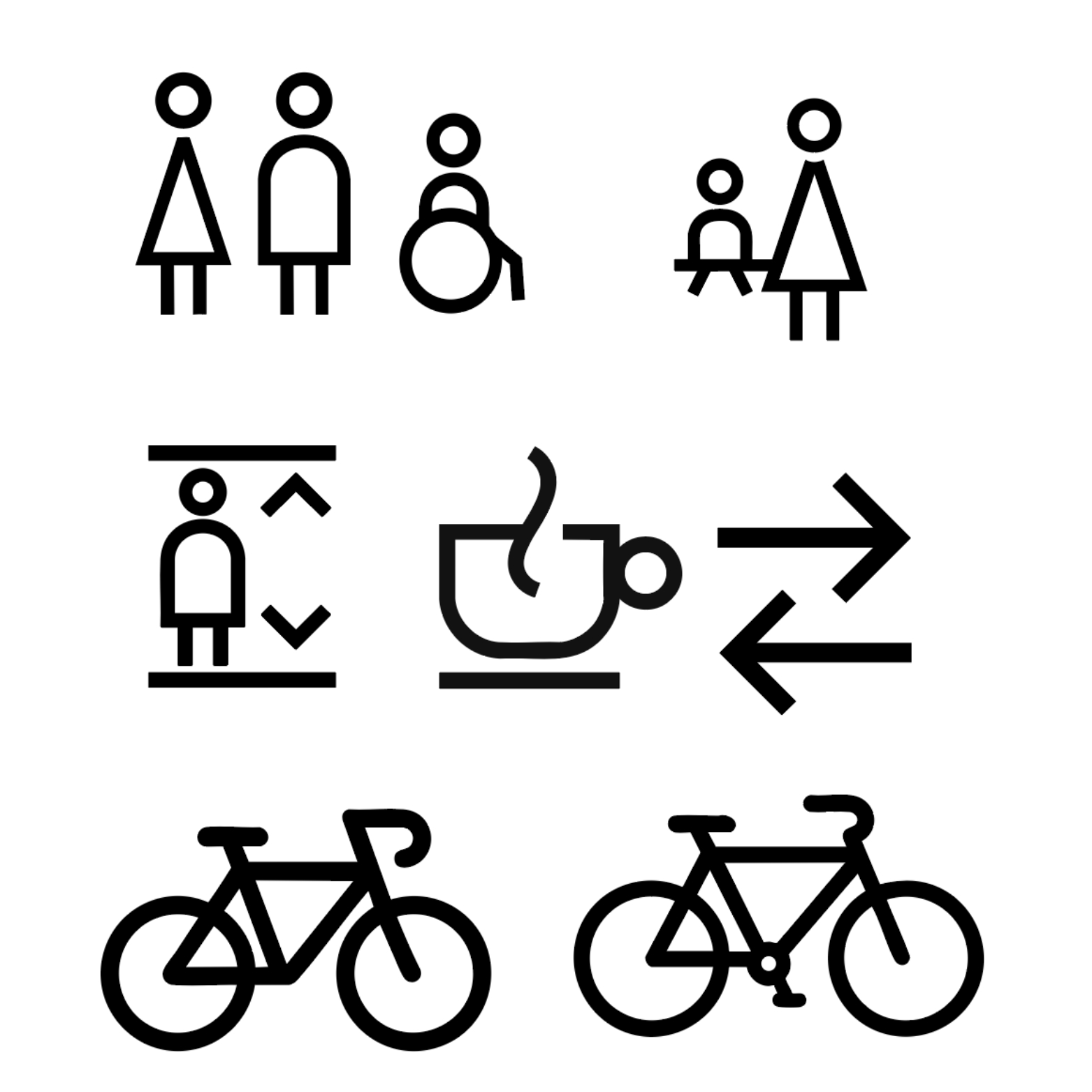 Männlich / Weiblich / Behinderte Badezimmer Schild -  aus 3 mm Acryl, selbstklebend