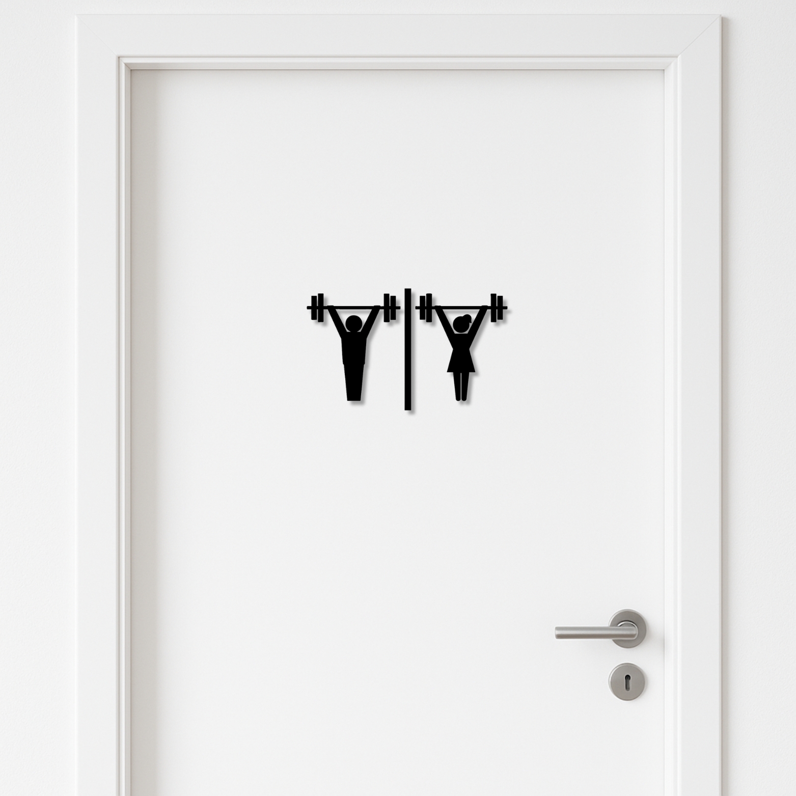 Männliches und weibliches Fitnessstudio Badezimmerschild -  aus 3 mm Acryl, selbstklebend