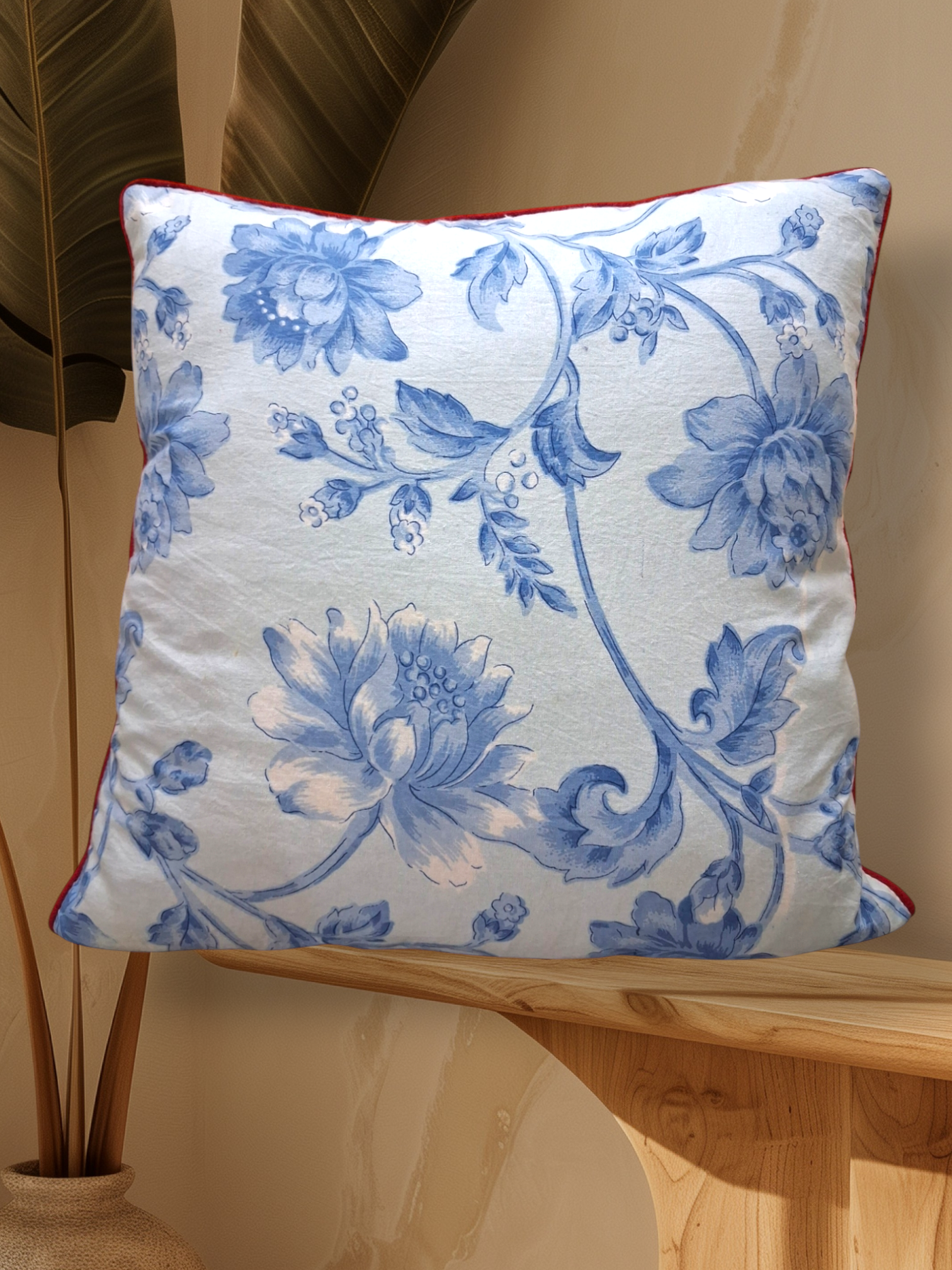 Cojín Decorativo Floral Azul