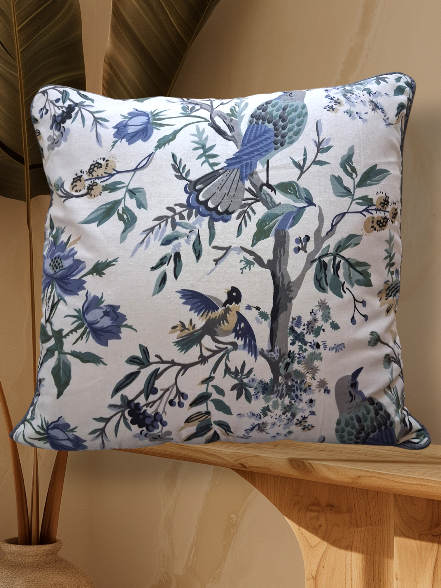 Cojín Decorativo con Estampado de Aves