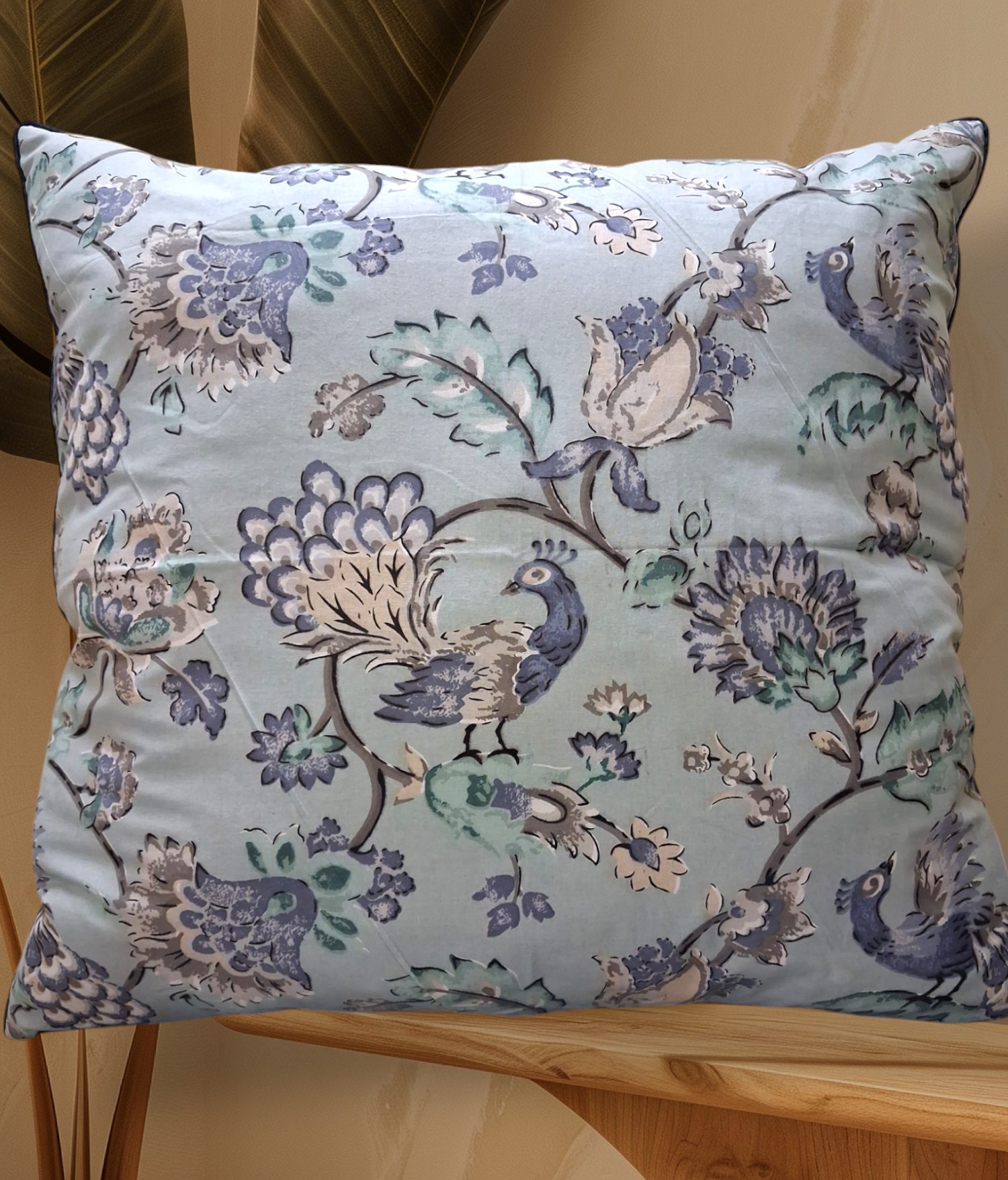 Cojín Decorativo Azul Floral