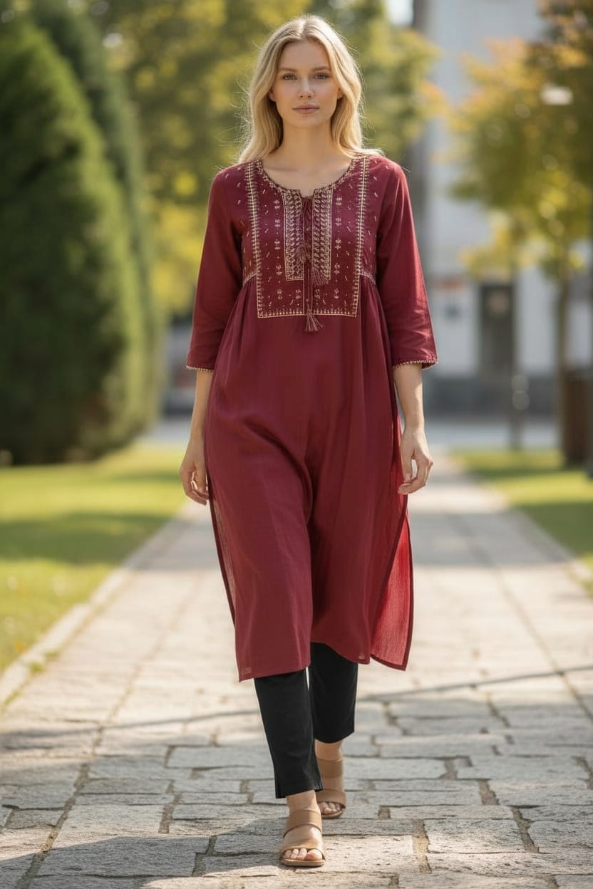 Kurta bohemia bordada