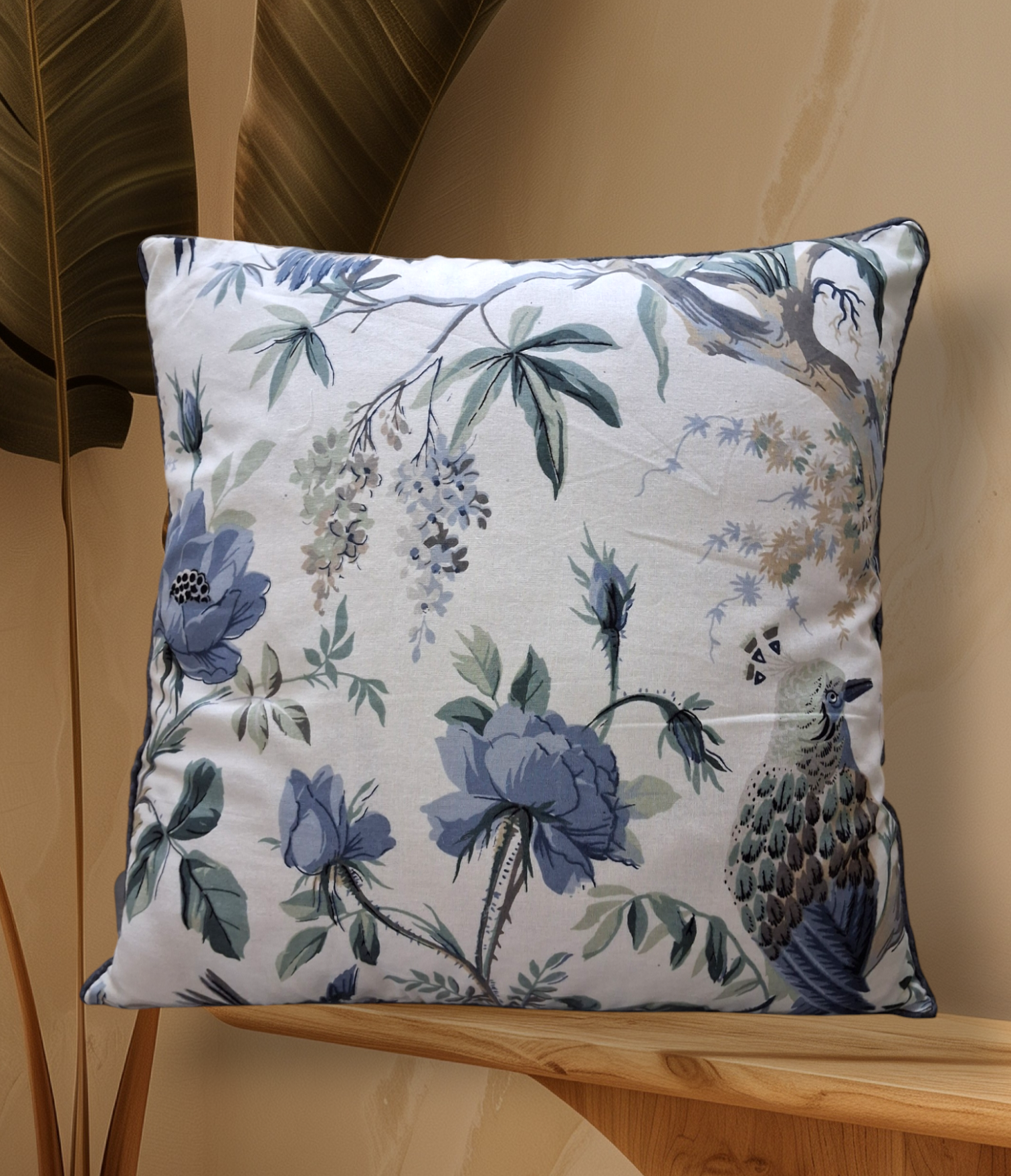 Cojín Decorativo Floral Azul