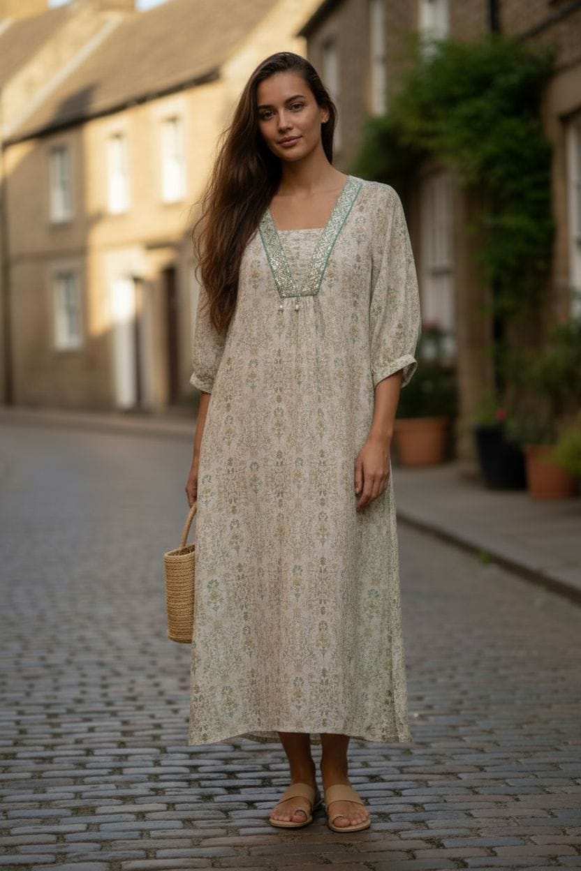 SET Kurta larga y pantalón bohemio