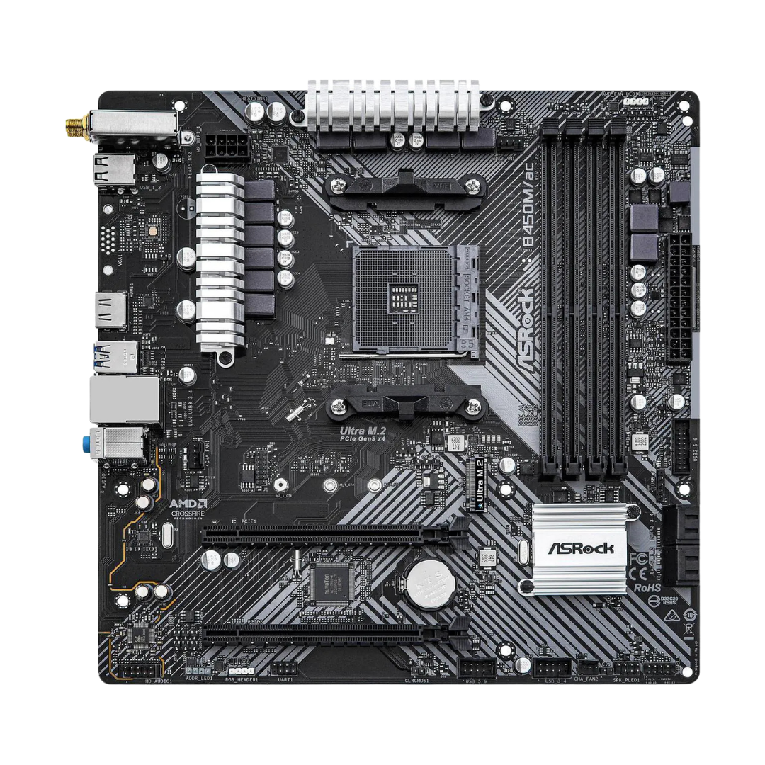  ASRock B450M/AC R2.0 AM4 AMD Micro ATX PC Computer Desktop Motherboard