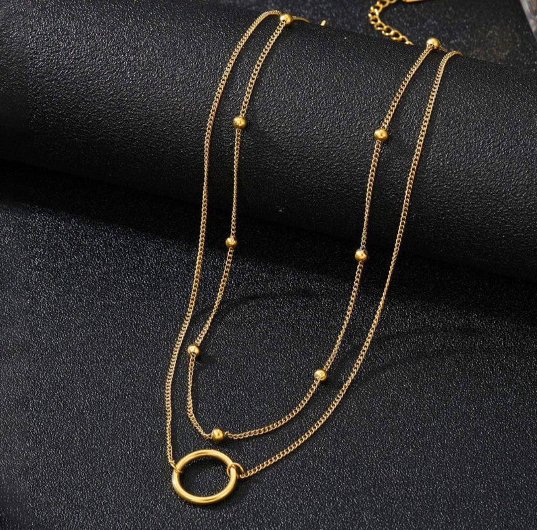 Elegant Gold Double Layer Hoop Necklace