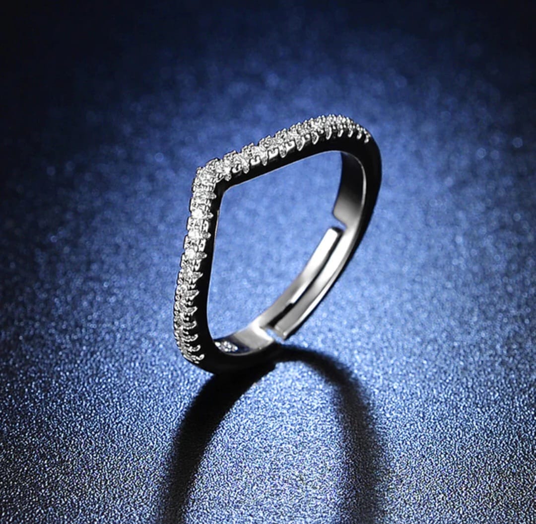 American Diamond V shaped luxury Ring