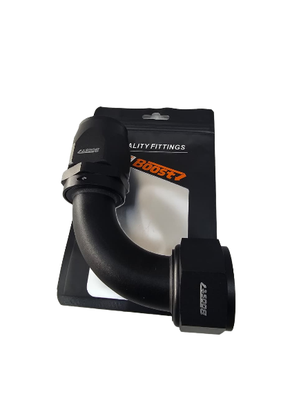 BOOST-20 AN AN 20 90 Degree Swivel Hose End Fitting Adapter Aluminum Alloy Black