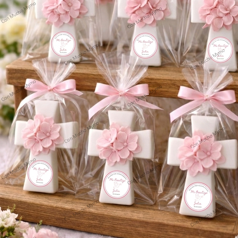 Vela de cera de soja natural con forma de cruz