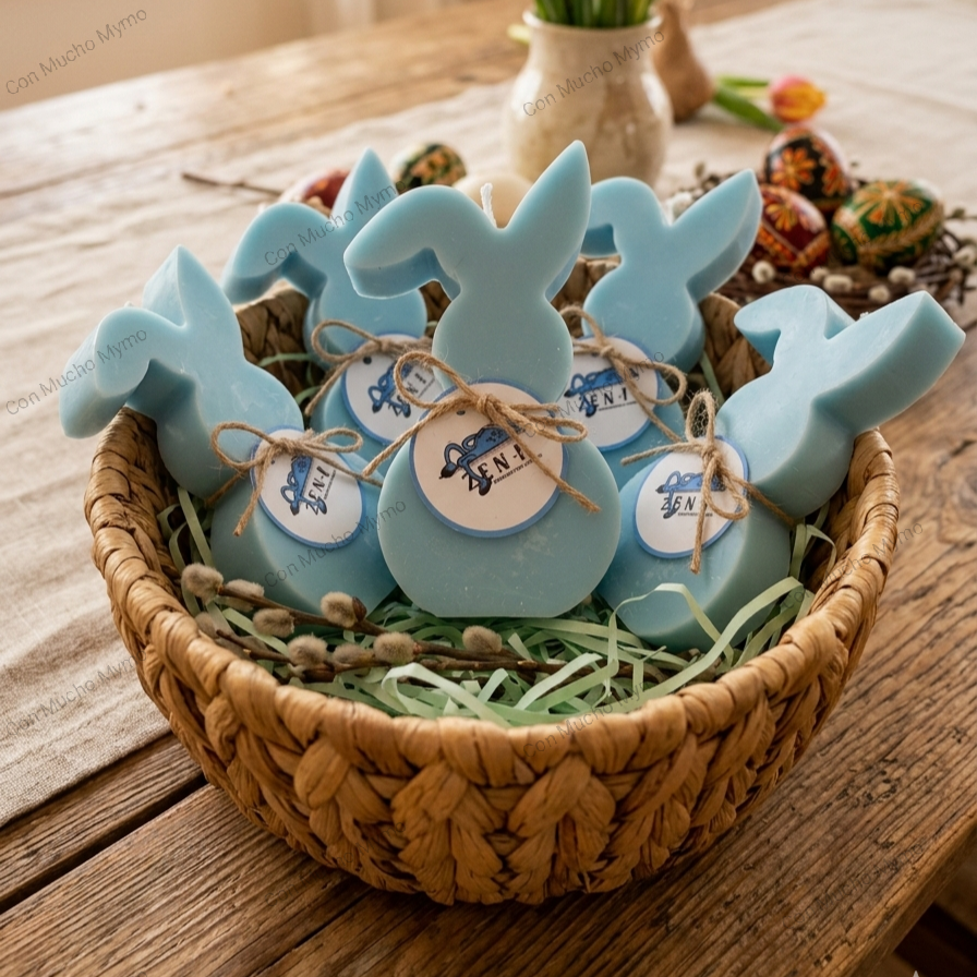 Vela de cera de soja natural forma de conejito de Pascua