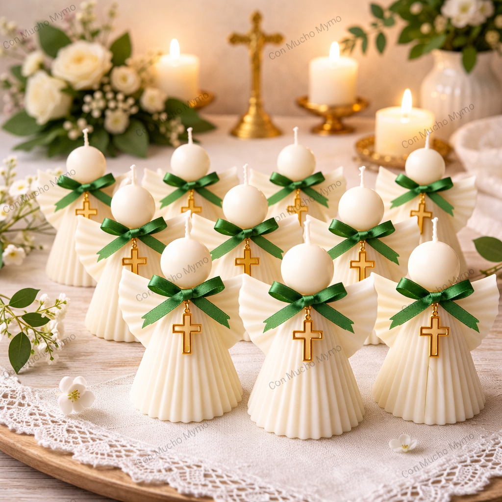 Vela de cera de soja natural con forma de angelito