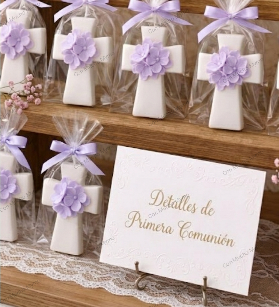 Vela de cera de soja natural con forma de cruz