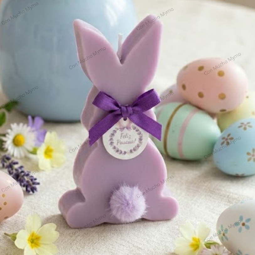Vela de cera de soja natural forma de conejito de Pascua