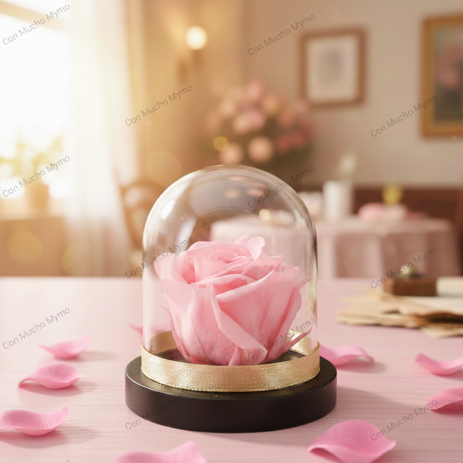 Rosa natural preservada en cúpula acrílica