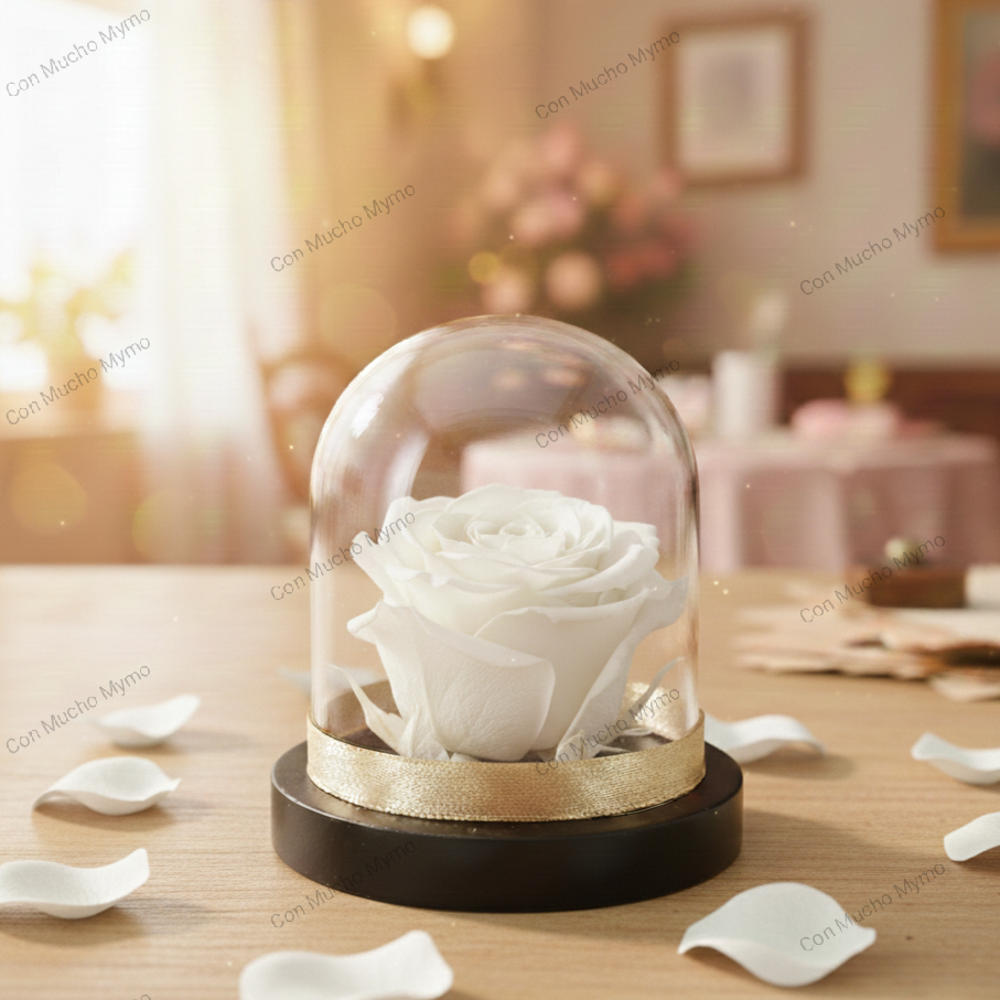 Rosa natural preservada en cúpula acrílica