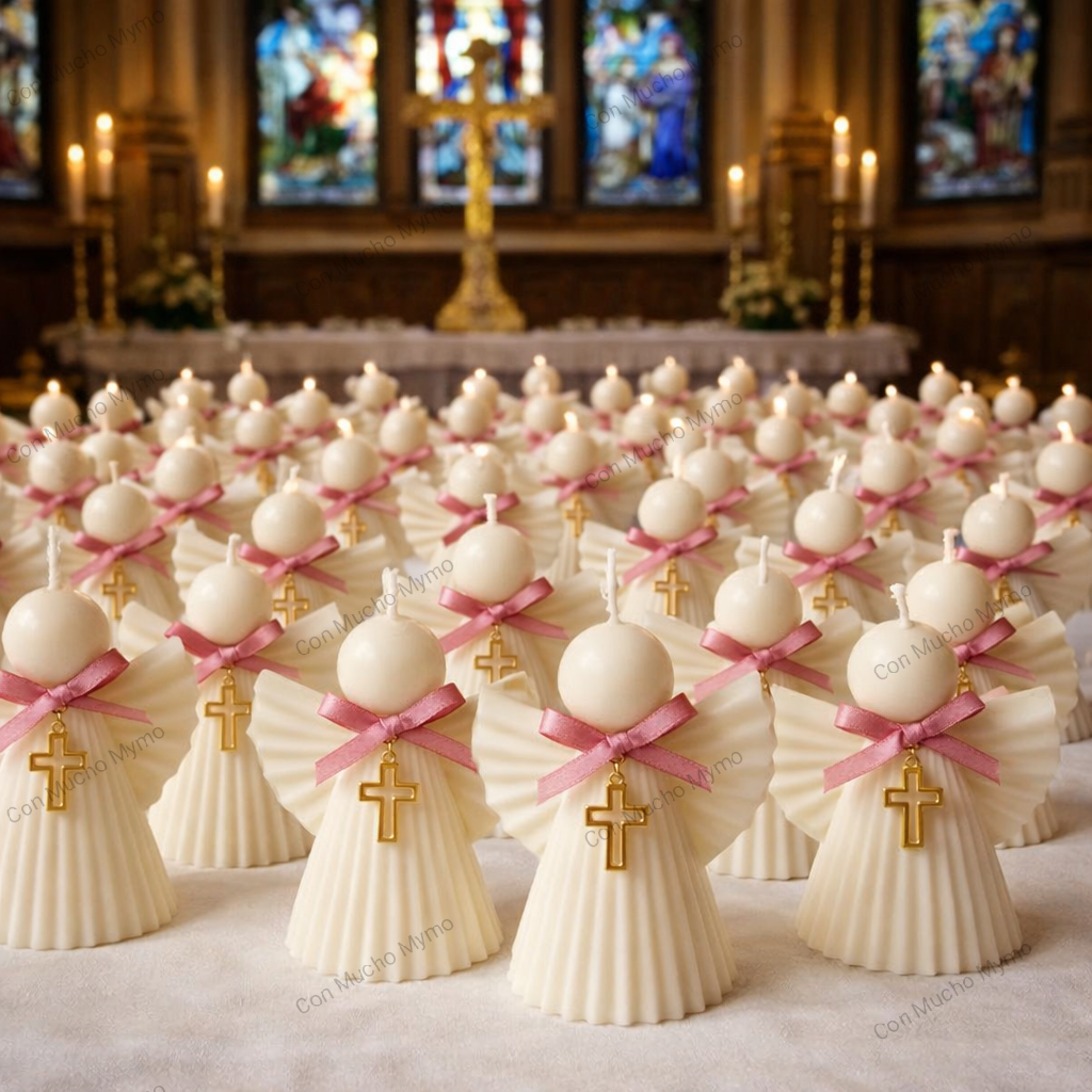 Vela de cera de soja natural con forma de angelito