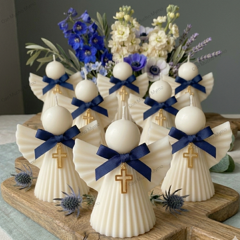 Vela de cera de soja natural con forma de angelito