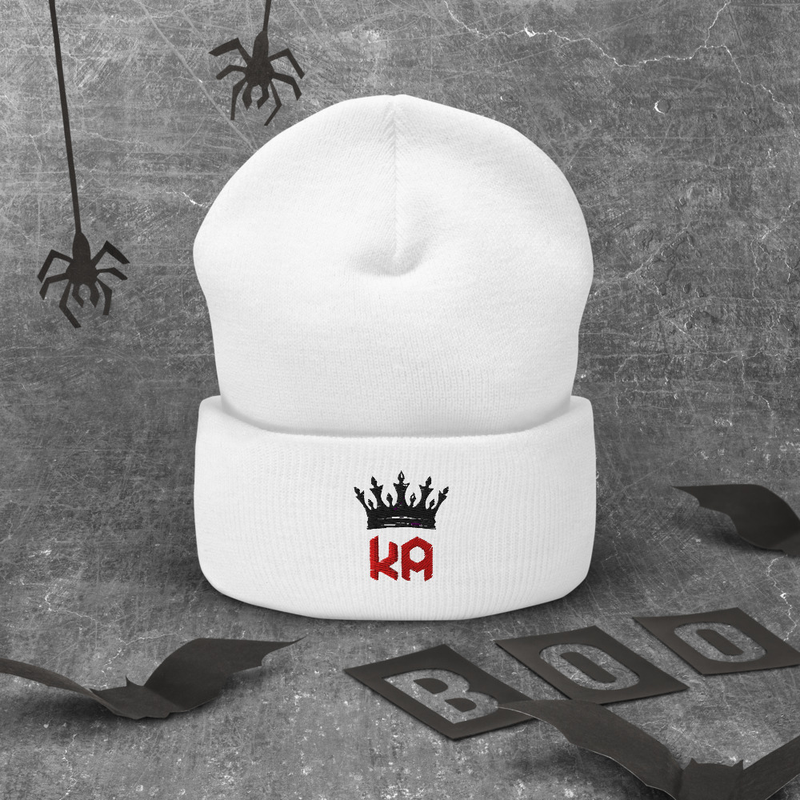 White KA Crown Beanie