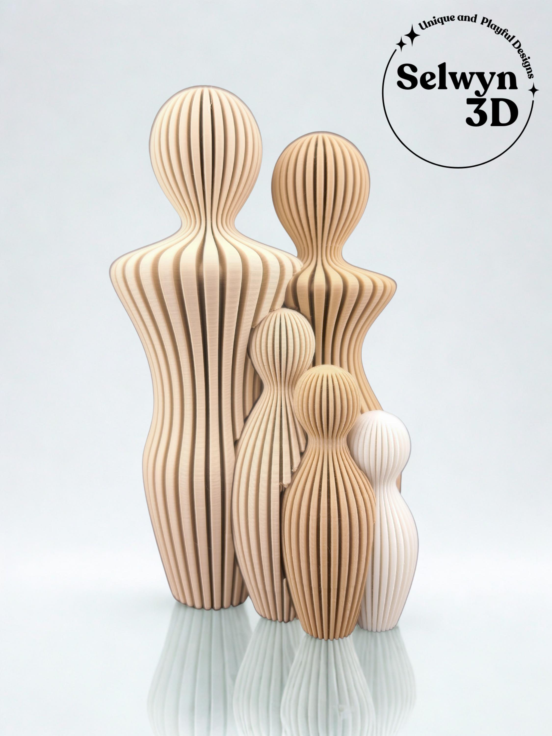 Gepersonaliseerd Familie Beeld met Kinderen (1–4) | Japandi Decor | Minimalistische Gezinsfiguur