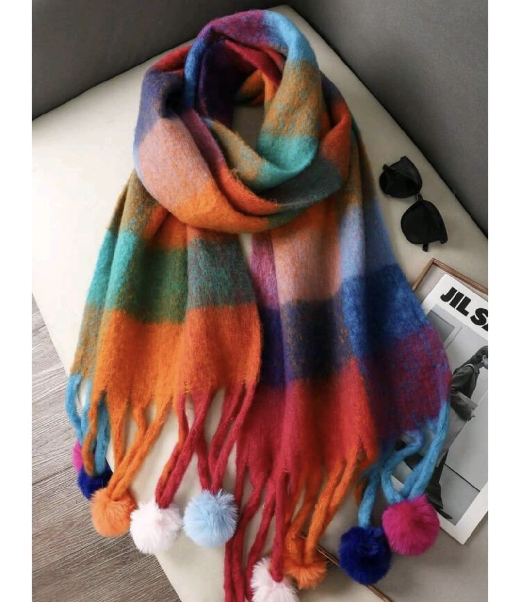 Multicolor Cubes Winter Scarf 