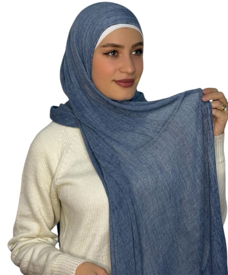 Kuwaity Modal Hijab Jeans Dark (Mwashah)