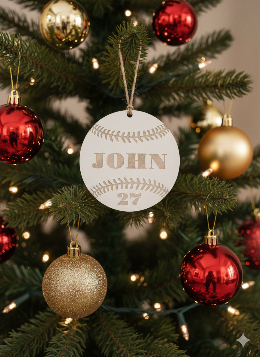 Personalized Baseball Christmas Ornament