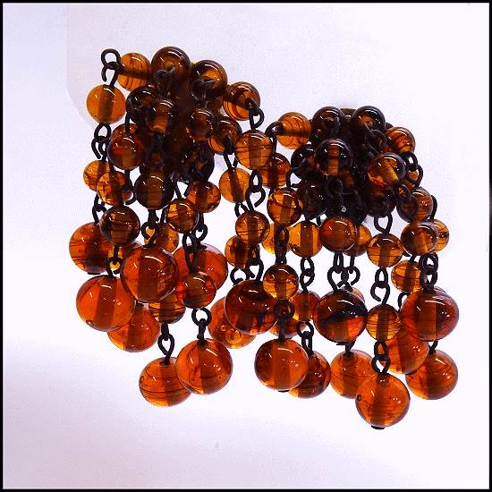 1950s West German Rare Tortoise Glass Dangle Vintage Earrings