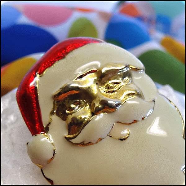 1960s Vintage Christmas Pin Santa Claus Designer Signed SFJ