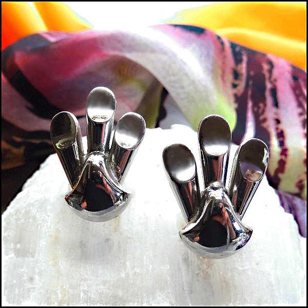 1950s Vintage Silver Earrings Mid Century Modern Signed CORO