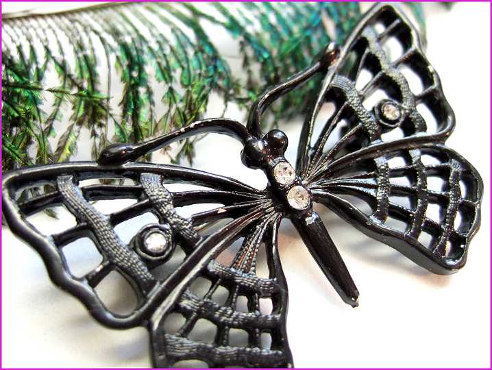 1950s RARE Vintage Butterfly Pin Black Metal Butterfly Pendant