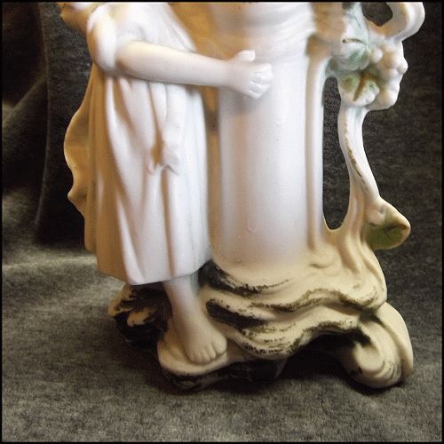 1880s Antique Bisque Porcelain German Girl Figurine Vase