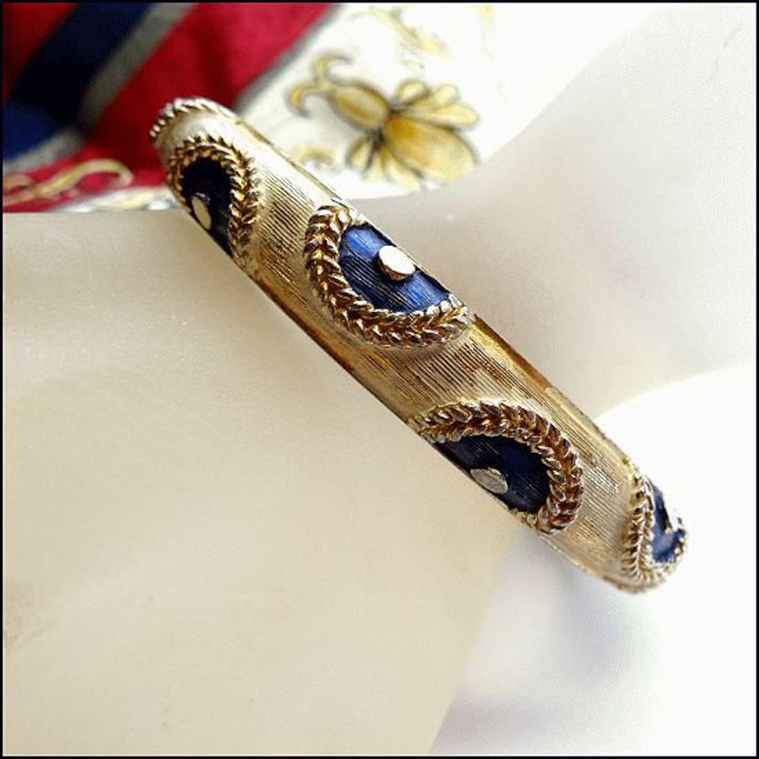 1950s Signed BOUCHER Gold Silver Retro Vintage Bangle Bracelet