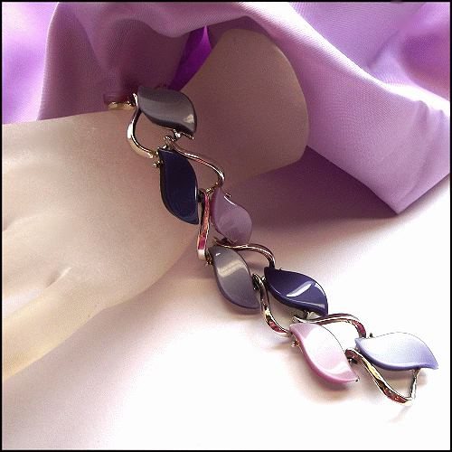1950s Triple Purple Moonstone Lucite Vintage Bracelet
