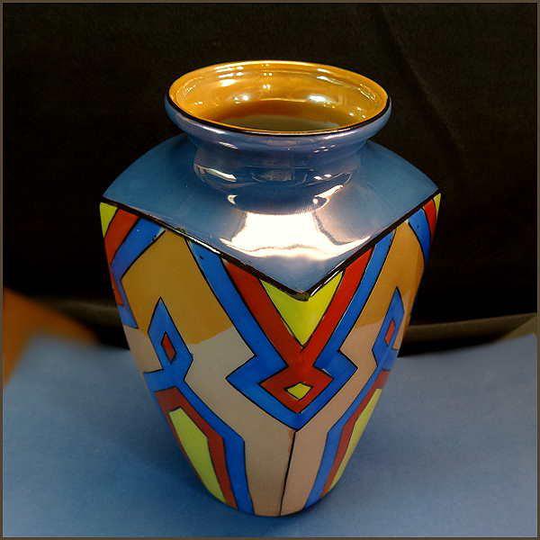 1930s Rare Art Deco Vase Tashiro Shoten Iridescent Glaze
