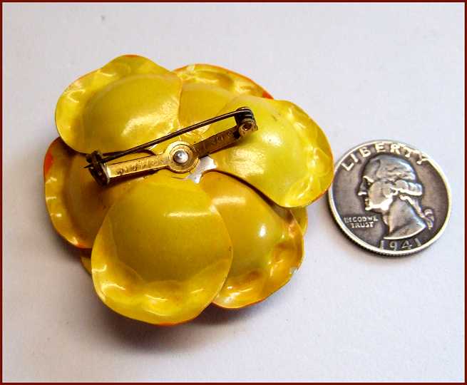 1950s Rare Vintage Brooch West Germany Pearl Metallic Flower 