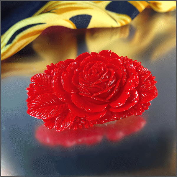 1940s Vintage Celluloid Brooch Crimson Red Rose Pin