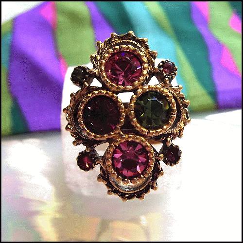 Austrian Lites Crystal Ring 1973 Sarah Coventry Jewelry