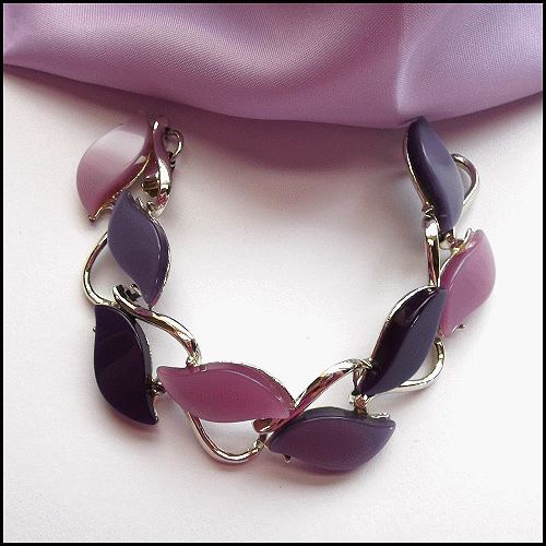 1950s Triple Purple Moonstone Lucite Vintage Bracelet