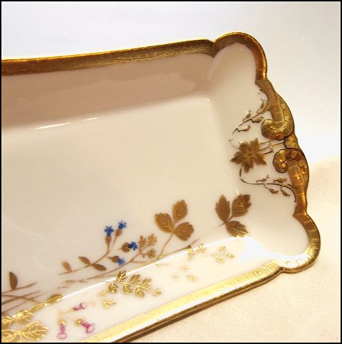1880s Antique Haviland Limoge Gold Tray French Porcelain Dish
