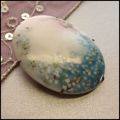 Late 19th Century Victorian Porcelain Brooch Antique European Pin