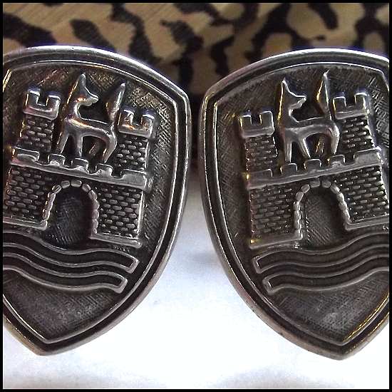 1940s Pewter Castle w Dogs Celtic Vintage Cufflinks