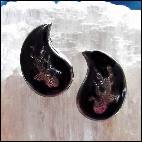 1940s Vintage Earrings Siam Sterling Silver Clips