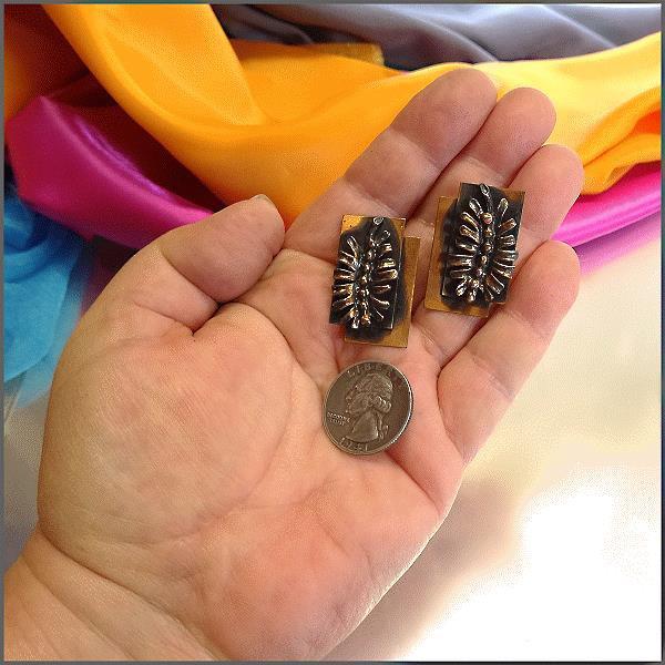 1950s Modernist Split Leaf Vintage Copper Clip Earrings