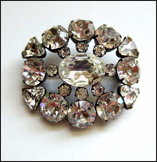 1940s Eisenberg Stunning Big Clear Vintage Crystal Brooch