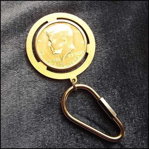 Vintage Key Ring or Pendant 14kt Gold GP Kennedy Bicentennial Half Dollar Coin